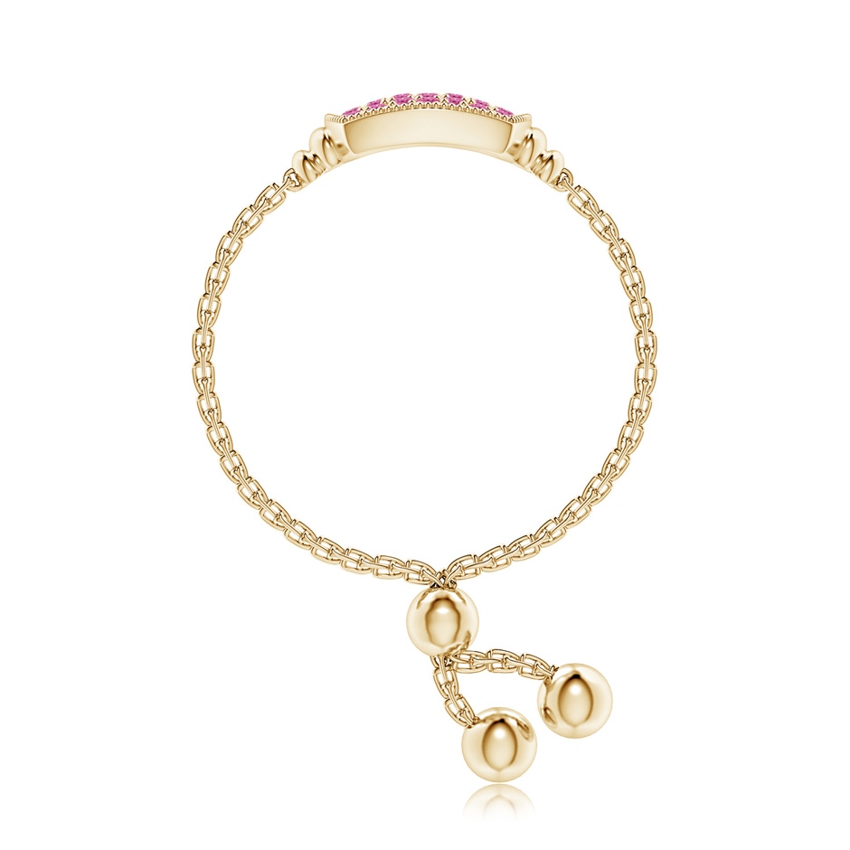 1.2mm AAA Pave-Set Pink Sapphire Cushion Bolo Ring in Yellow Gold side-2