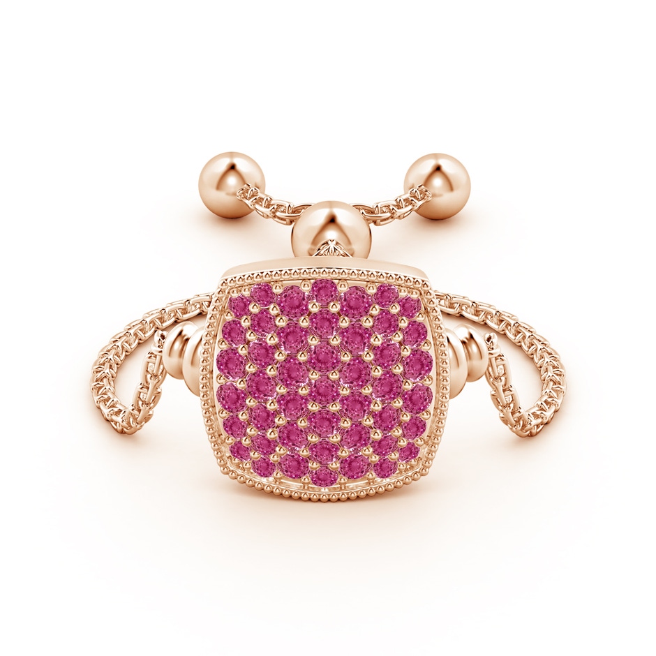 1.2mm AAAA Pave-Set Pink Sapphire Cushion Bolo Ring in Rose Gold side-1