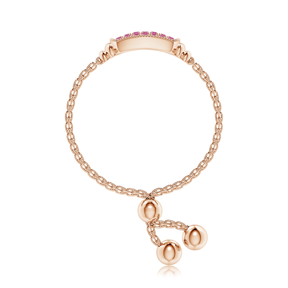 1.2mm AAAA Pave-Set Pink Sapphire Cushion Bolo Ring in Rose Gold side-2