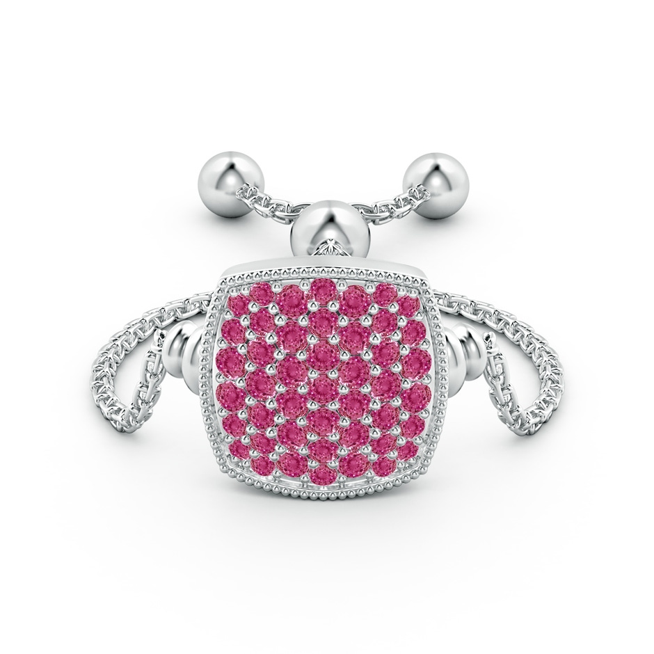 1.2mm AAAA Pave-Set Pink Sapphire Cushion Bolo Ring in White Gold side-1