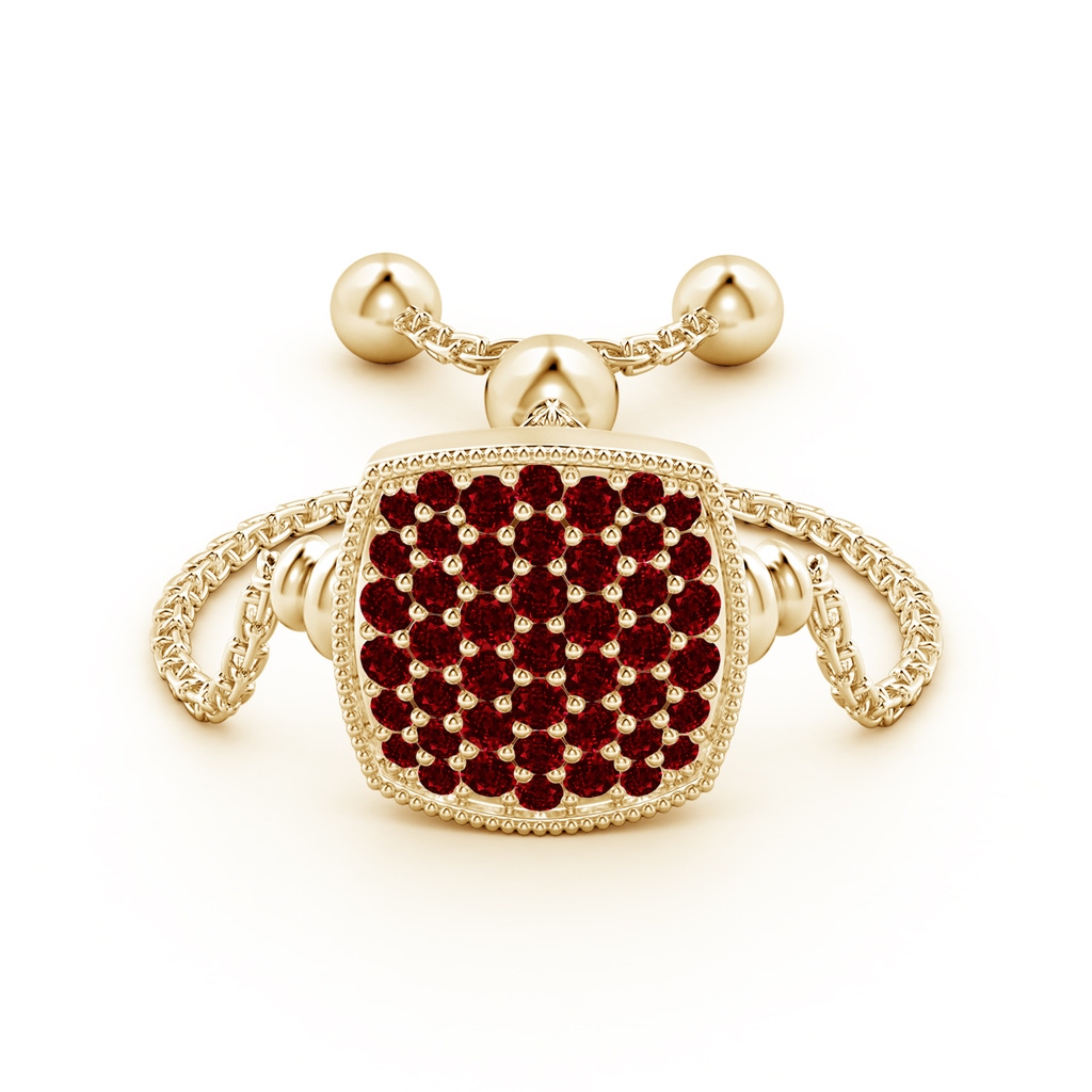 1.2mm AAAA Pave-Set Ruby Cushion Bolo Ring in Yellow Gold Side-1