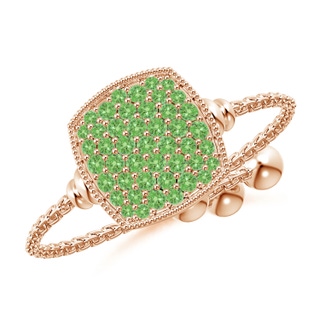 1.2mm A Pave-Set Tsavorite Cushion Bolo Ring in Rose Gold
