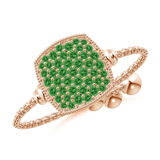 1.2mm AAAA Pave-Set Tsavorite Cushion Bolo Ring in Rose Gold