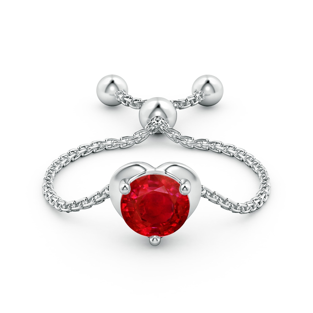 5mm AAA Round Ruby Solitaire Heart Bolo Ring in White Gold Side-1