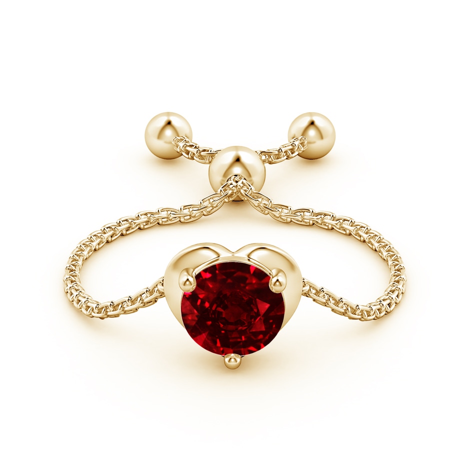 5mm AAAA Round Ruby Solitaire Heart Bolo Ring in Yellow Gold side-1