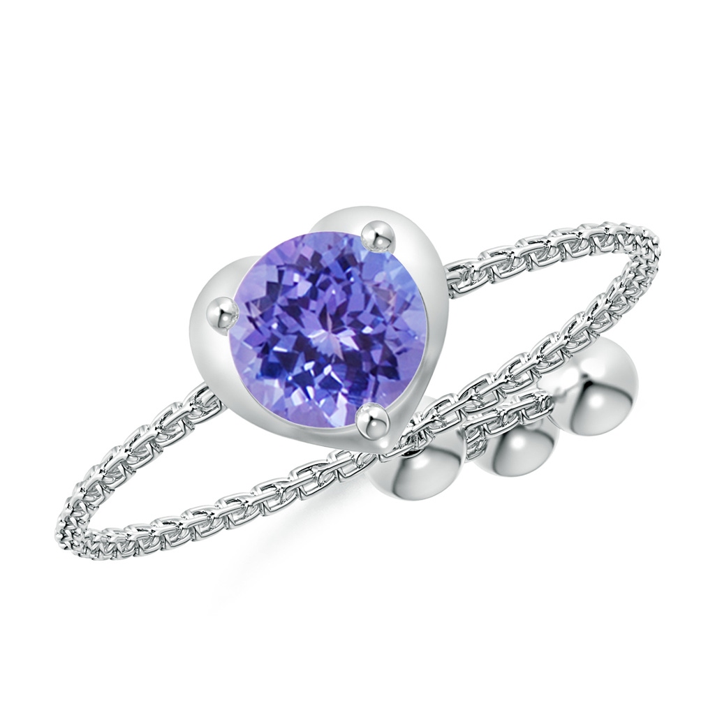 5mm AAA Round Tanzanite Solitaire Heart Bolo Ring in White Gold