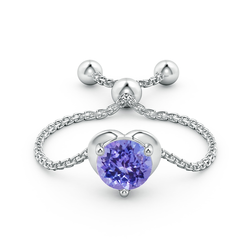 5mm AAA Round Tanzanite Solitaire Heart Bolo Ring in White Gold Side-1