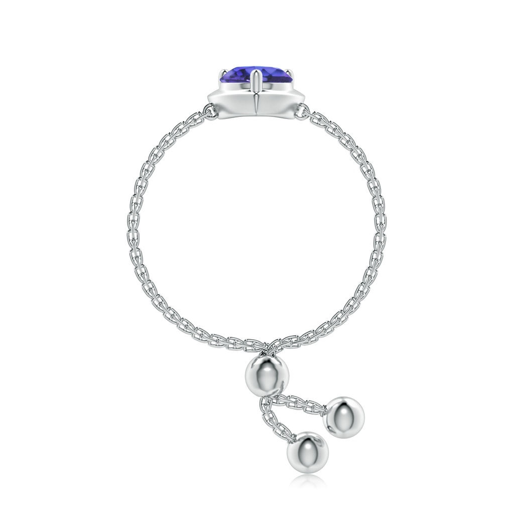 5mm AAA Round Tanzanite Solitaire Heart Bolo Ring in White Gold Side-2