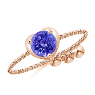 5mm AAAA Round Tanzanite Solitaire Heart Bolo Ring in Rose Gold