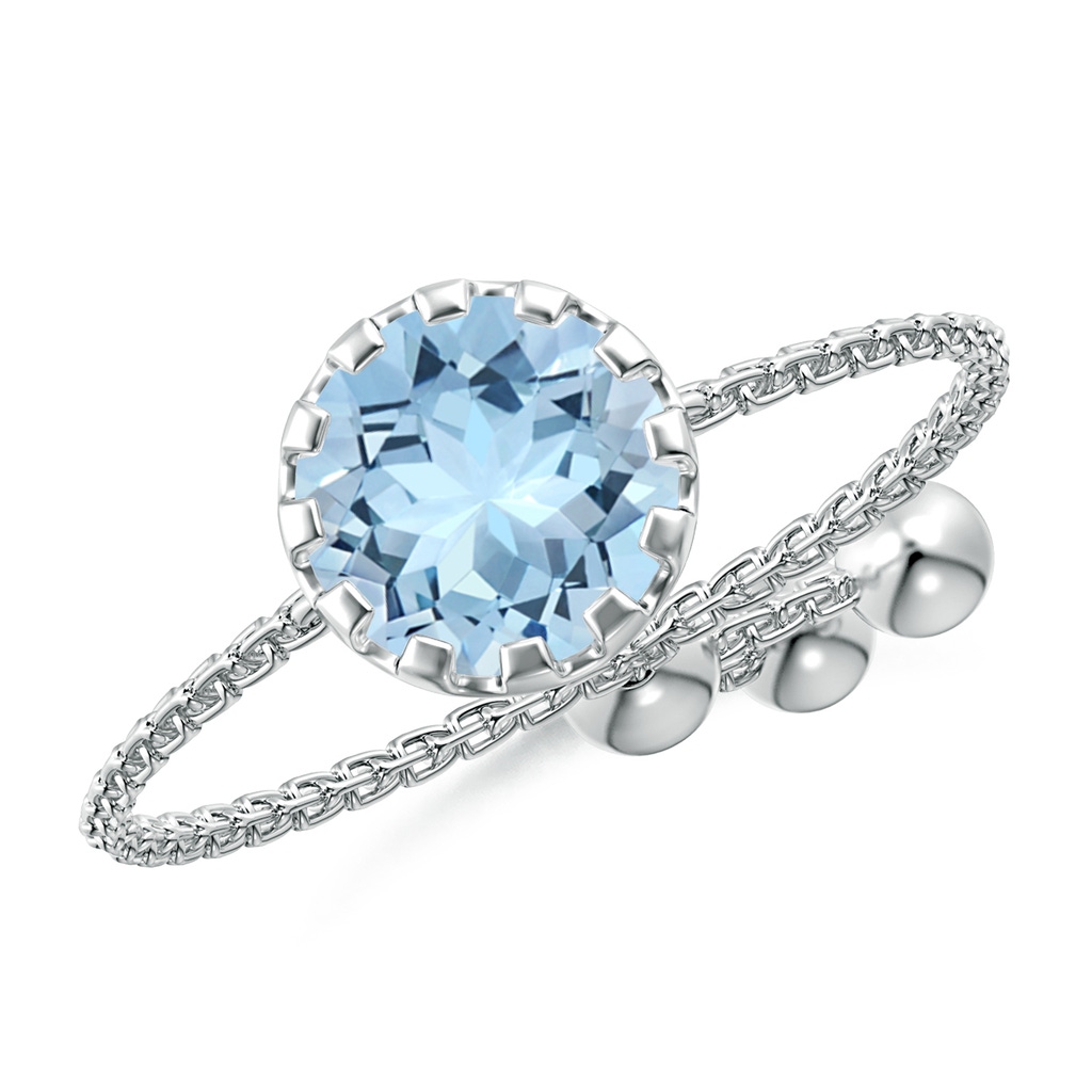 6mm AAA Multi Prong-Set Aquamarine Solitaire Bolo Ring in White Gold