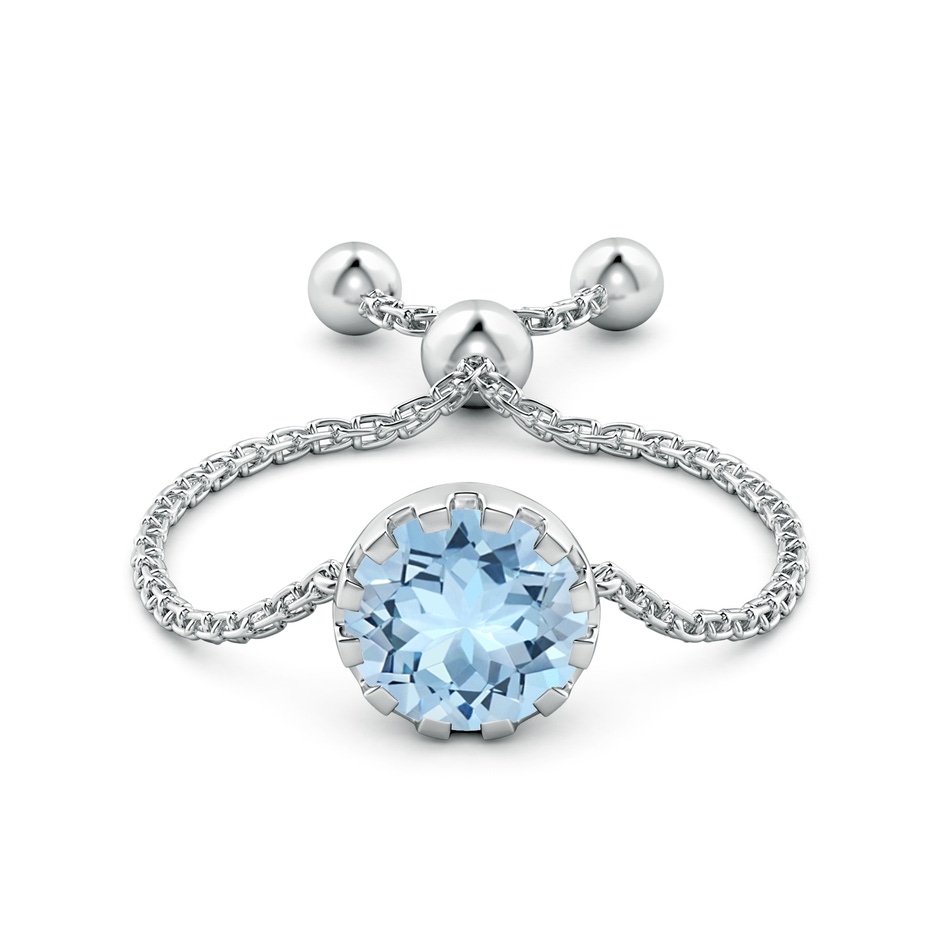 6mm AAA Multi Prong-Set Aquamarine Solitaire Bolo Ring in White Gold side-1