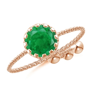 6mm AA Multi Prong-Set Emerald Solitaire Bolo Ring in Rose Gold