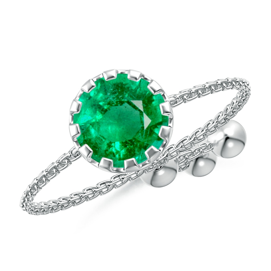 6mm AAA Multi Prong-Set Emerald Solitaire Bolo Ring in White Gold 