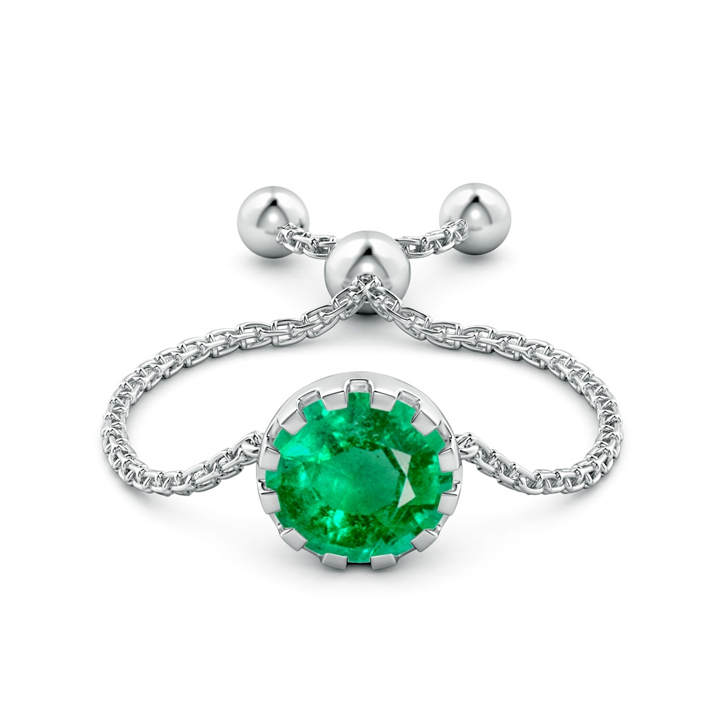 6mm AAA Multi Prong-Set Emerald Solitaire Bolo Ring in White Gold Side-1