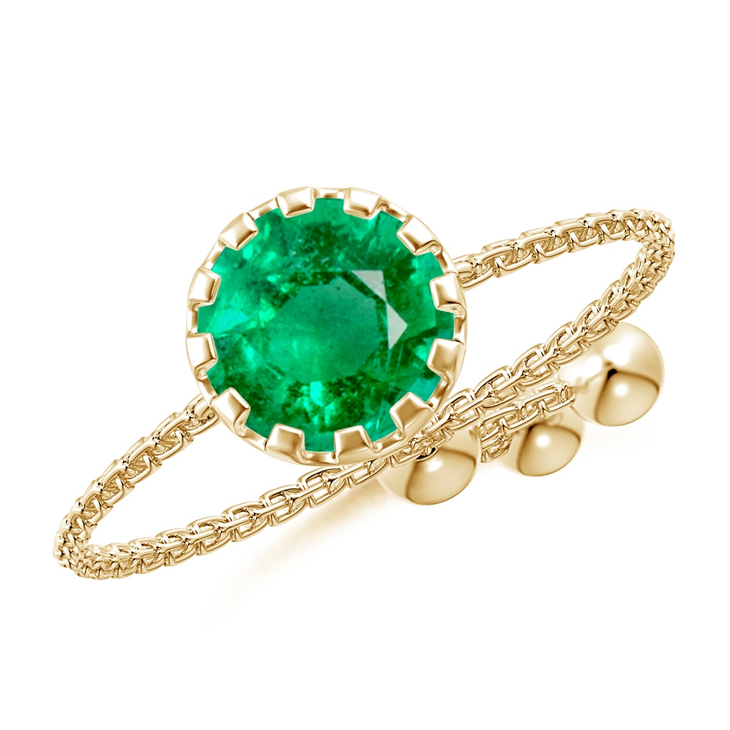 6mm AAA Multi Prong-Set Emerald Solitaire Bolo Ring in Yellow Gold