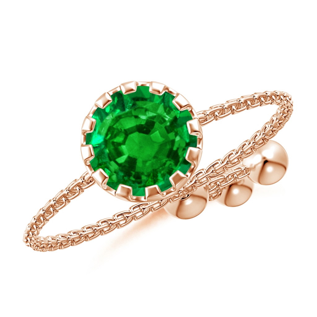 6mm AAAA Multi Prong-Set Emerald Solitaire Bolo Ring in Rose Gold
