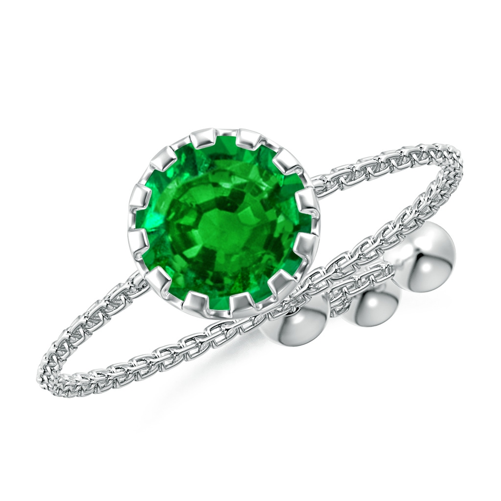 6mm Lab-Grown Multi Prong-Set Emerald Solitaire Bolo Ring in White Gold