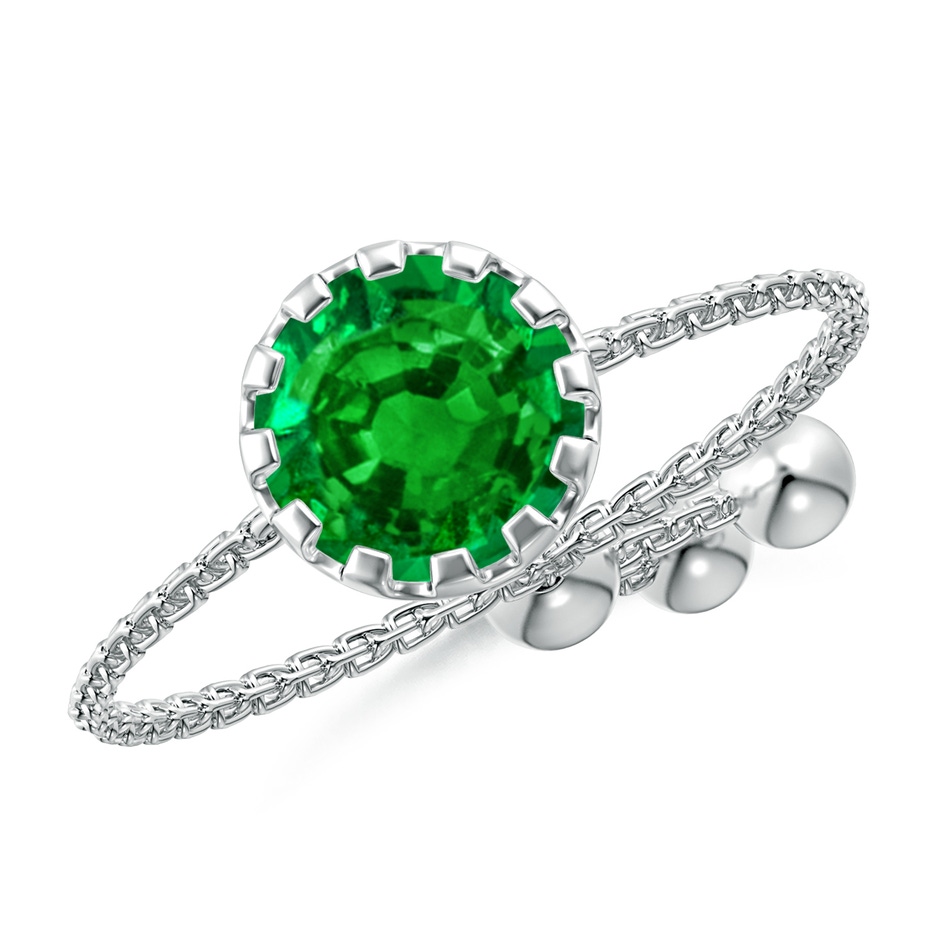 6mm Lab-Grown Multi Prong-Set Emerald Solitaire Bolo Ring in White Gold 