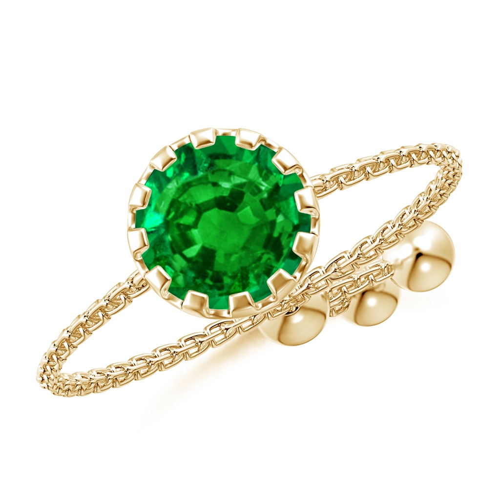 6mm AAAA Multi Prong-Set Emerald Solitaire Bolo Ring in Yellow Gold