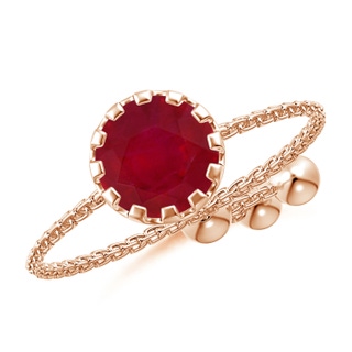 6mm AA Multi Prong-Set Ruby Solitaire Bolo Ring in Rose Gold