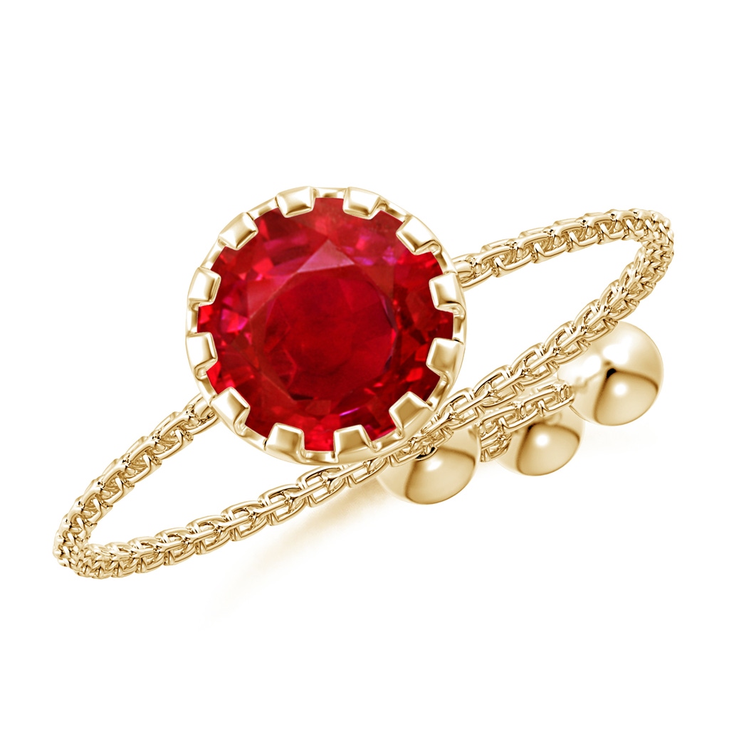 6mm AAA Multi Prong-Set Ruby Solitaire Bolo Ring in Yellow Gold
