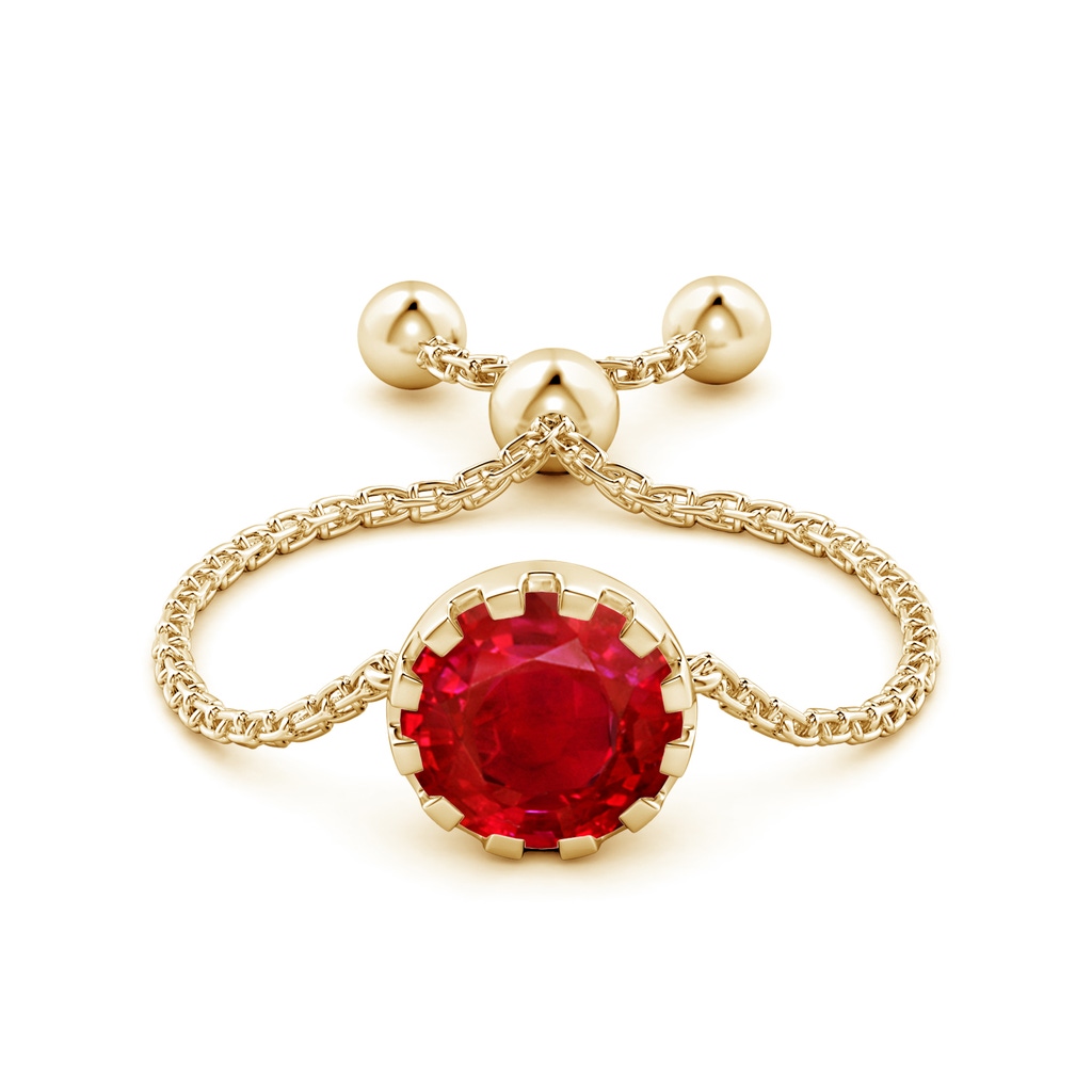 6mm AAA Multi Prong-Set Ruby Solitaire Bolo Ring in Yellow Gold Side-1