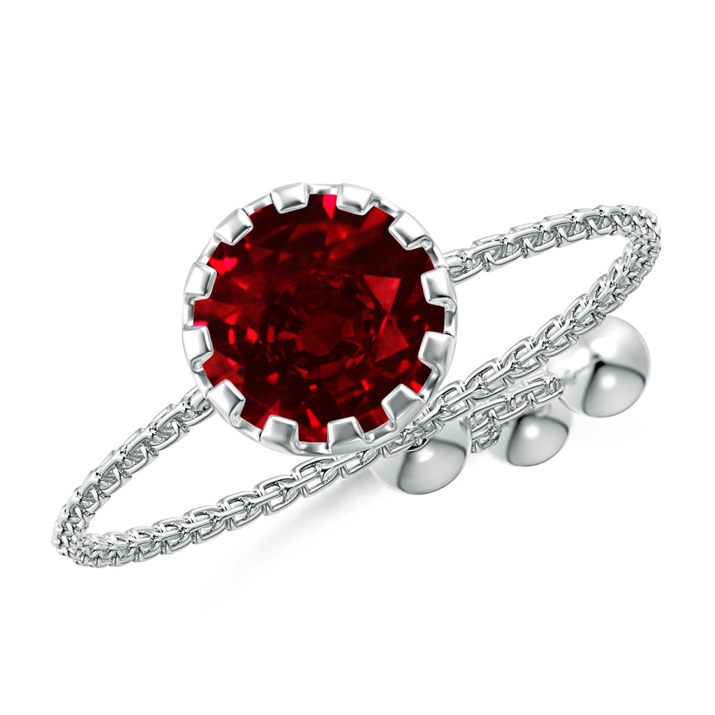 6mm AAAA Multi Prong-Set Ruby Solitaire Bolo Ring in White Gold