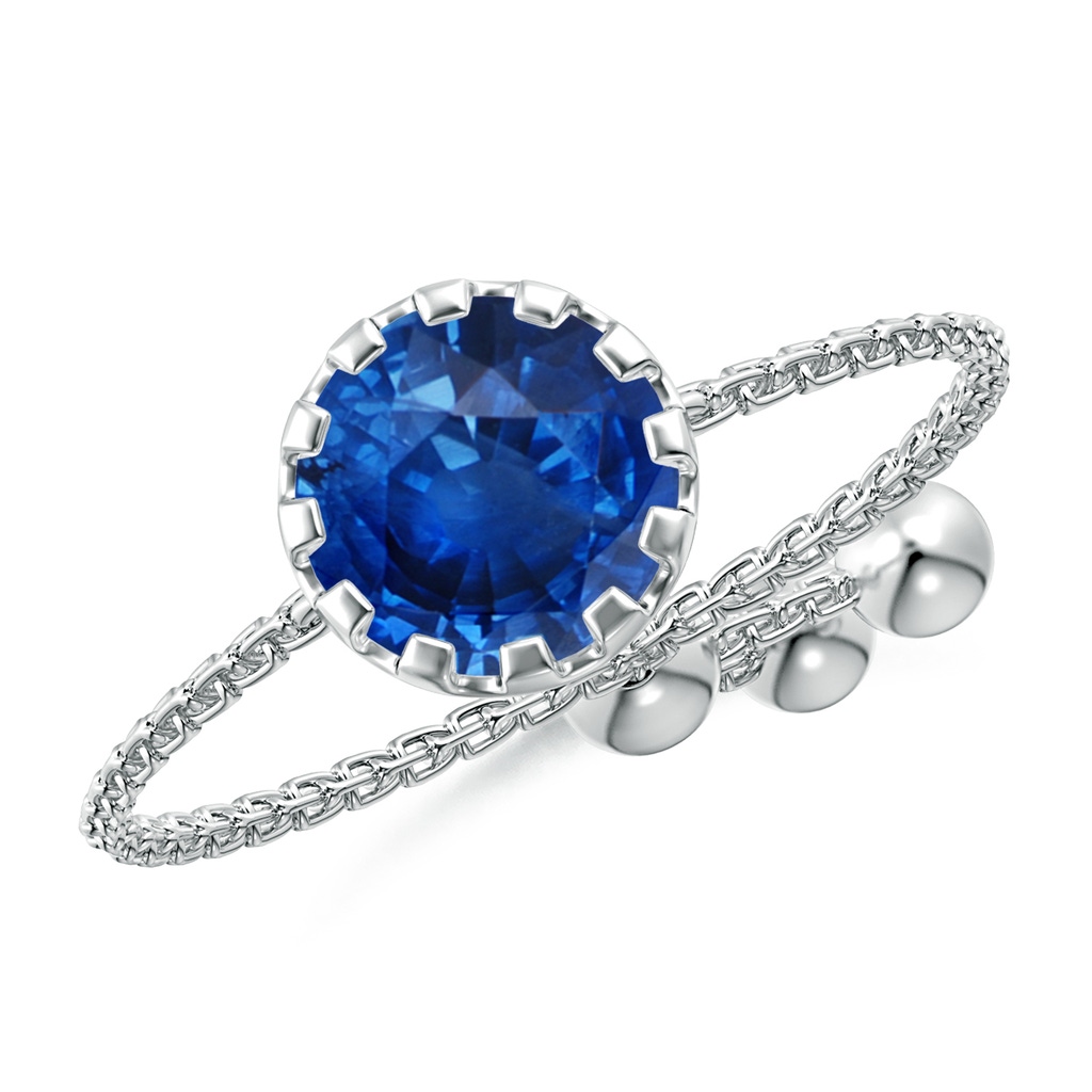 6mm AAA Multi Prong-Set Sapphire Solitaire Bolo Ring in White Gold