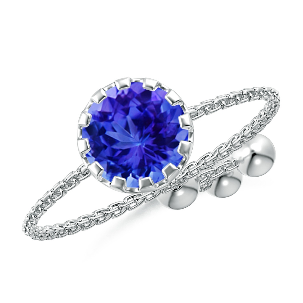 6mm AAA Multi Prong-Set Tanzanite Solitaire Bolo Ring in White Gold