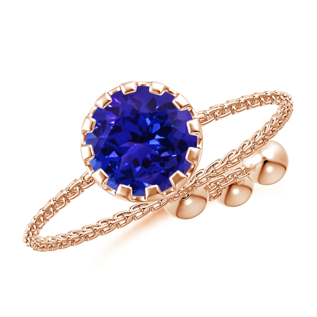 6mm AAAA Multi Prong-Set Tanzanite Solitaire Bolo Ring in Rose Gold