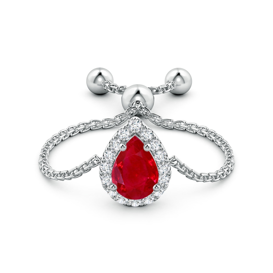 6x4mm AAA Pear-Shaped Ruby Halo Bolo Ring in White Gold side-1