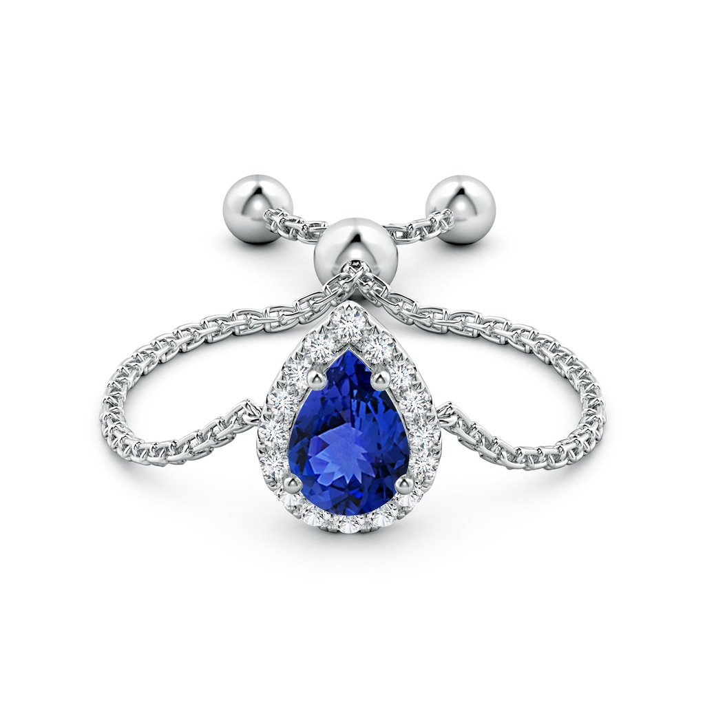 6x4mm AAA Pear-Shaped Tanzanite Halo Bolo Ring in White Gold Side-1