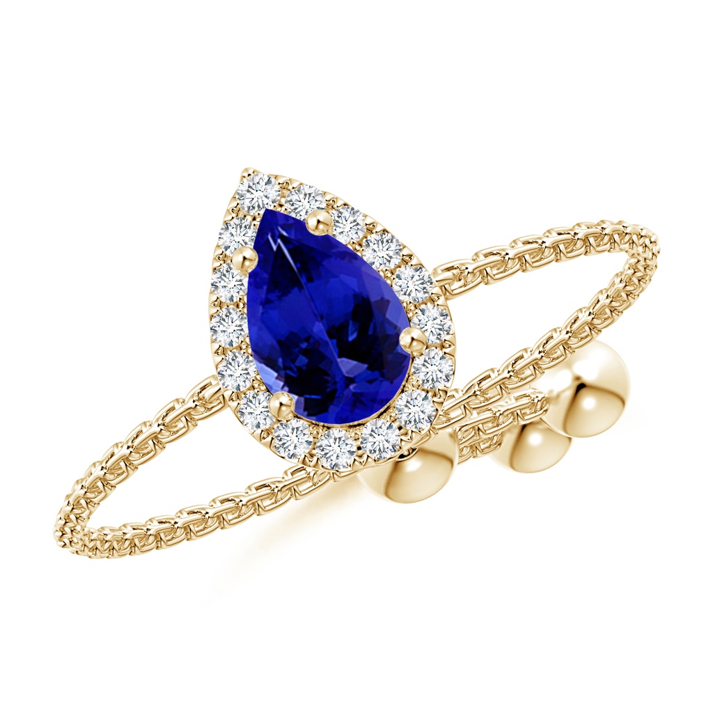 6x4mm AAAA Pear-Shaped Tanzanite Halo Bolo Ring in Rose Gold