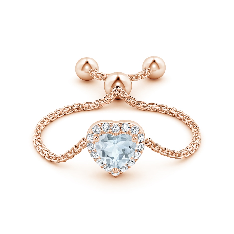 4mm A Heart-Shaped Aquamarine Bolo Ring with Diamond Halo in Rose Gold side-1