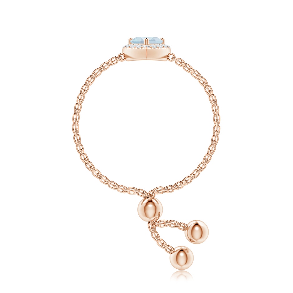 4mm A Heart-Shaped Aquamarine Bolo Ring with Diamond Halo in Rose Gold side-2