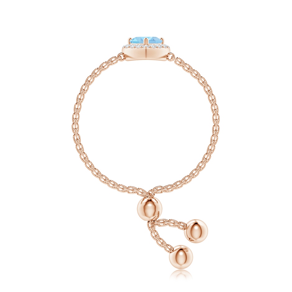 4mm AAA Heart-Shaped Aquamarine Bolo Ring with Diamond Halo in Rose Gold side-2