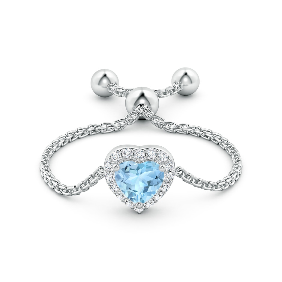 4mm AAA Heart-Shaped Aquamarine Bolo Ring with Diamond Halo in White Gold side-1