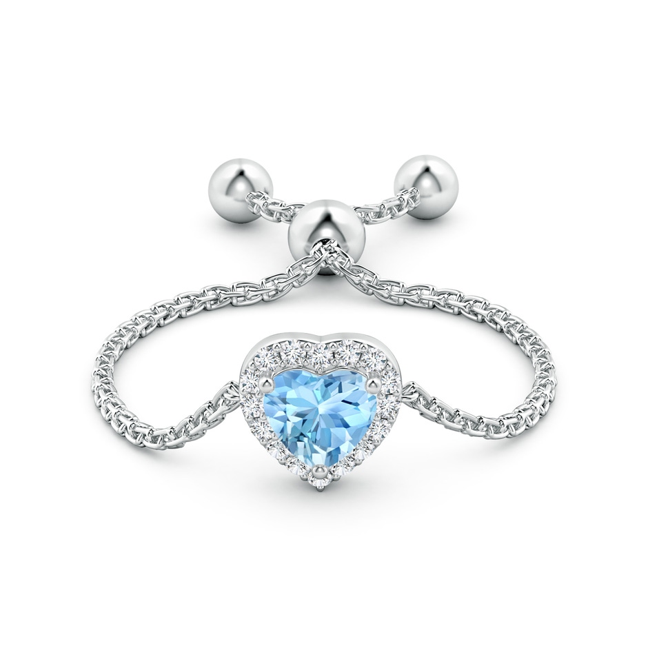 4mm AAAA Heart-Shaped Aquamarine Bolo Ring with Diamond Halo in White Gold side-1