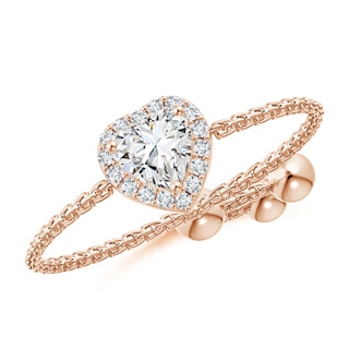 4mm GVS2 Heart-Shaped Diamond Bolo Ring with Halo in Rose Gold