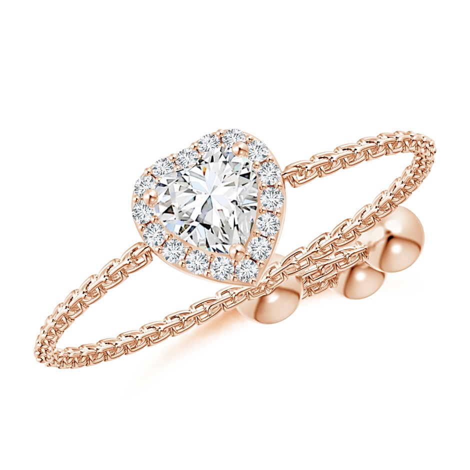 4mm GVS2 Heart-Shaped Diamond Bolo Ring with Halo in Rose Gold 