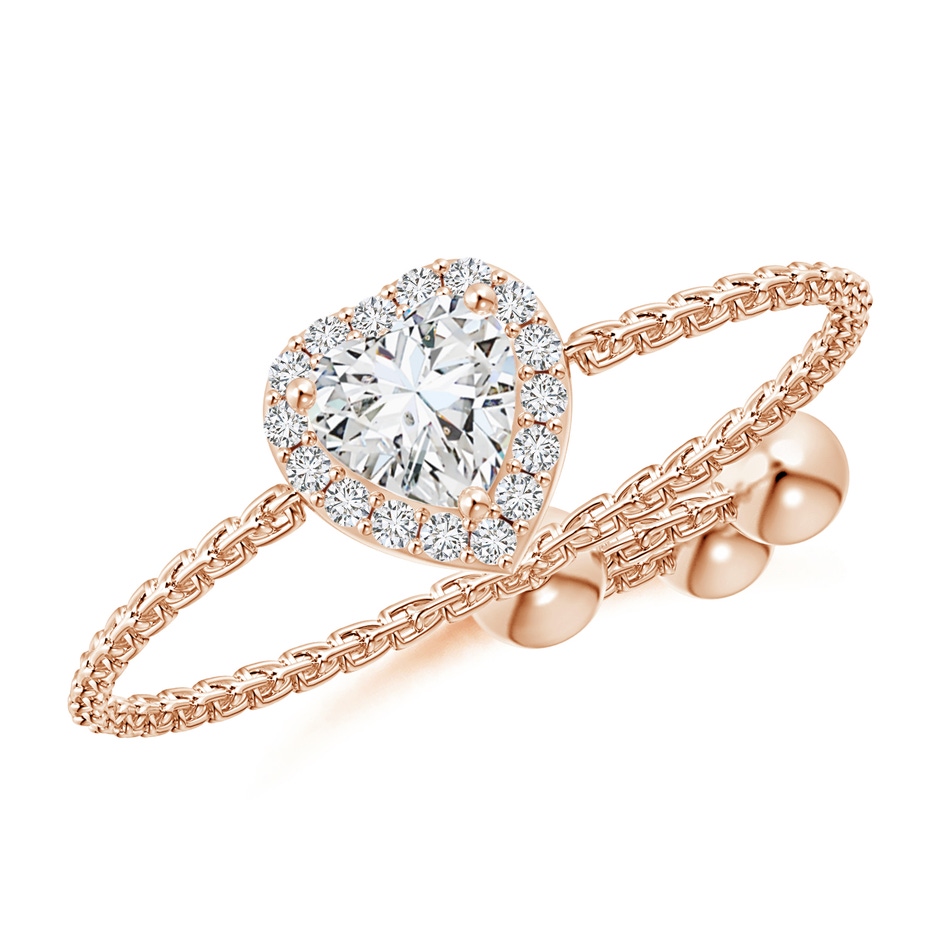 4mm HSI2 Heart-Shaped Diamond Bolo Ring with Halo in Rose Gold 