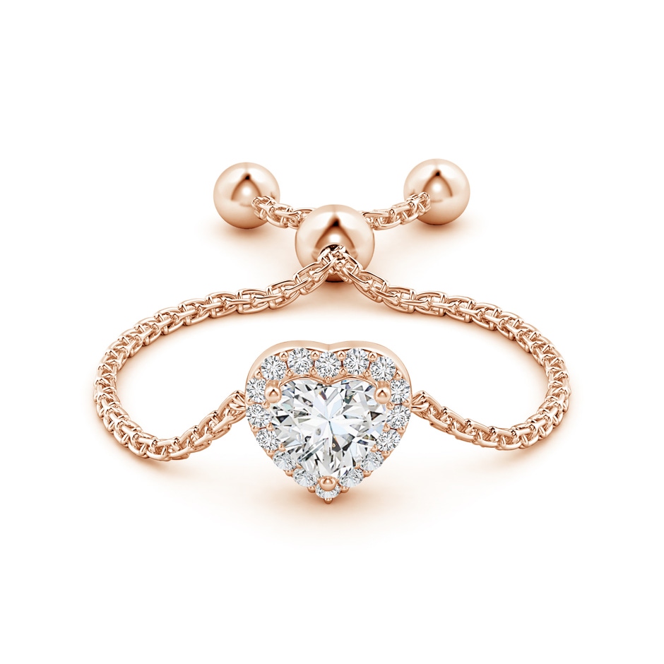 4mm HSI2 Heart-Shaped Diamond Bolo Ring with Halo in Rose Gold side-1
