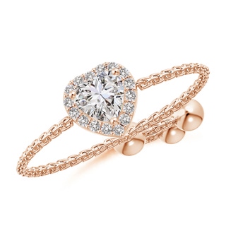 4mm IJI1I2 Heart-Shaped Diamond Bolo Ring with Halo in Rose Gold