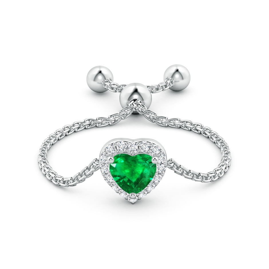 4mm AAA Heart-Shaped Emerald Bolo Ring with Diamond Halo in White Gold side-1