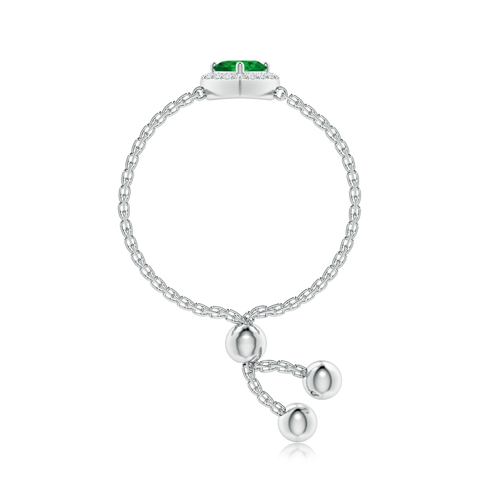 4mm AAA Heart-Shaped Emerald Bolo Ring with Diamond Halo in White Gold side-2