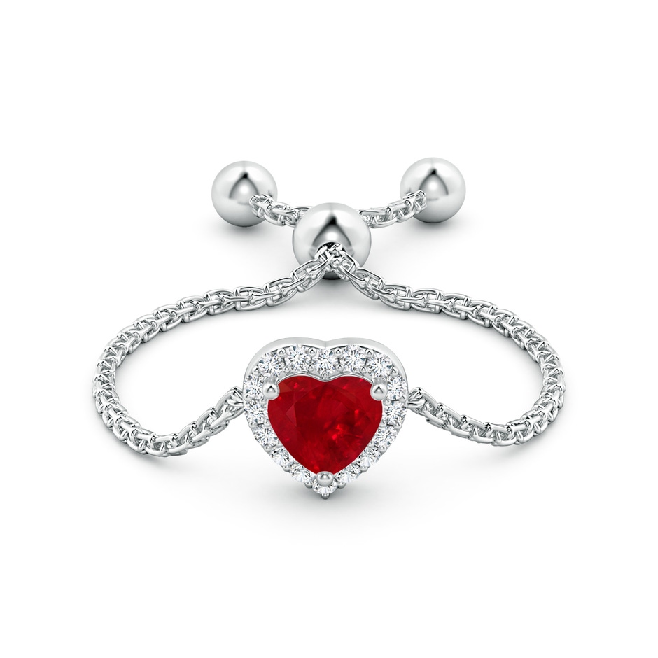 4mm AAA Heart-Shaped Ruby Bolo Ring with Diamond Halo in White Gold side-1