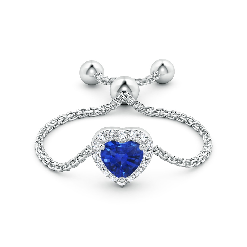 4mm AAA Heart-Shaped Sapphire Bolo Ring with Diamond Halo in White Gold side-1