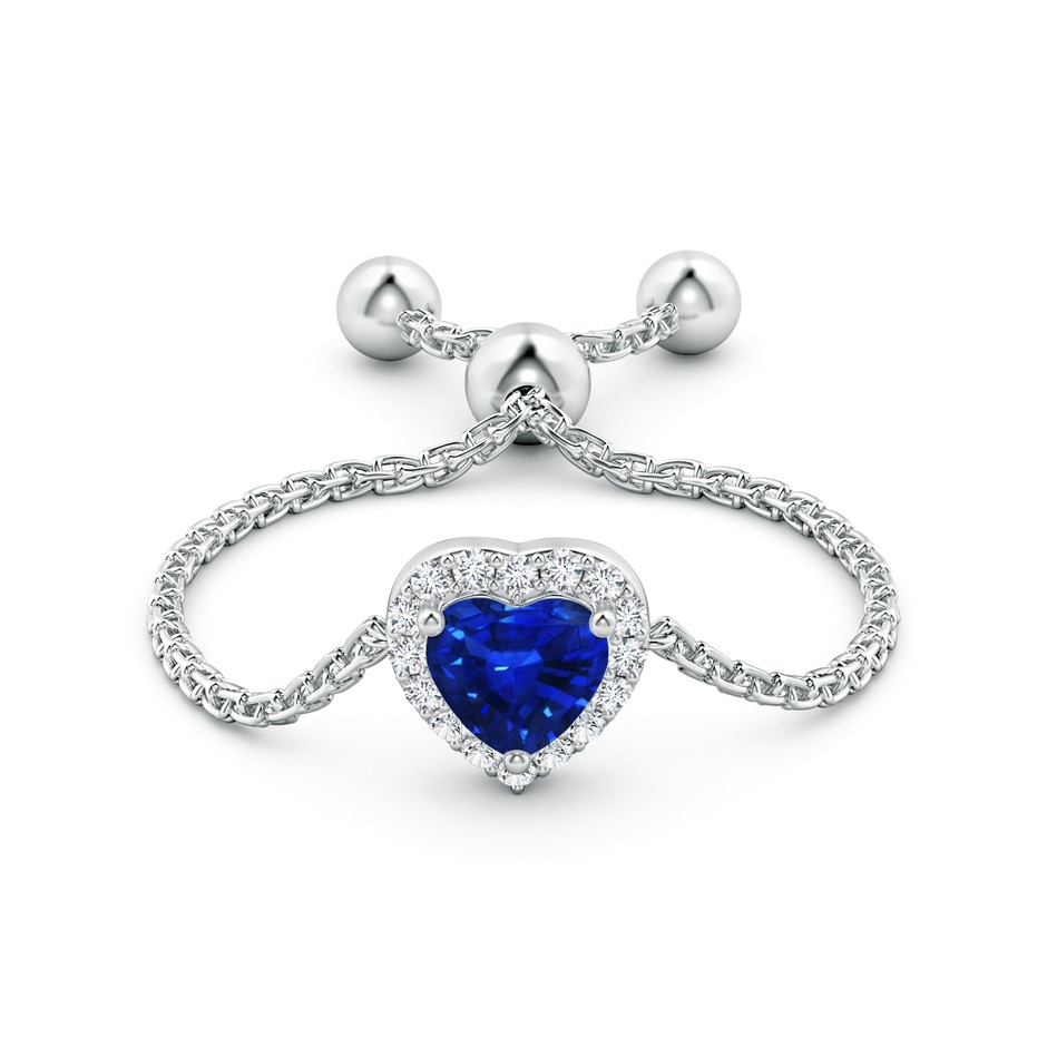 4mm AAAA Heart-Shaped Sapphire Bolo Ring with Diamond Halo in White Gold side-1