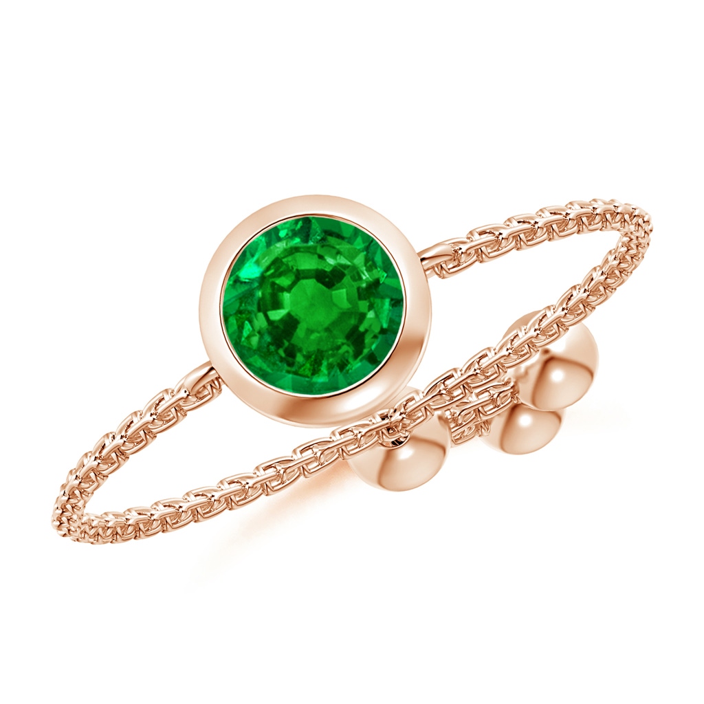 5mm AAAA Bezel-Set Round Emerald Solitaire Bolo Ring in Rose Gold