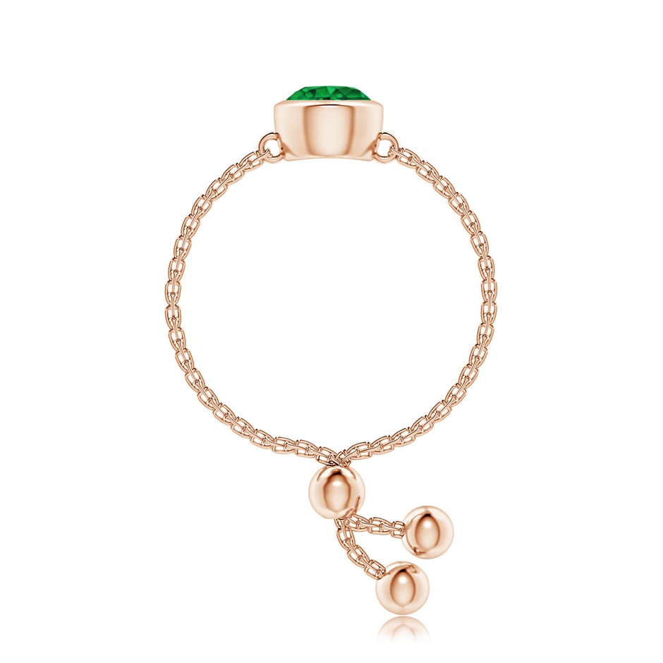 5mm Lab-Grown Bezel-Set Round Emerald Solitaire Bolo Ring in Rose Gold side-2